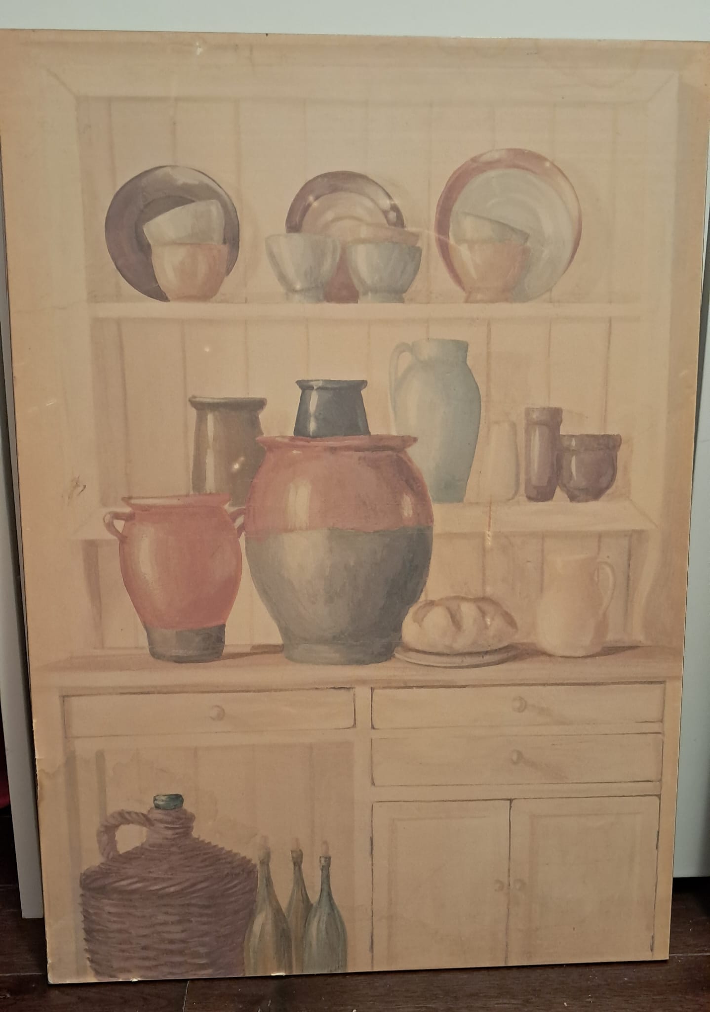 Pareja de paneles decorativos con escenas de cocina rústica